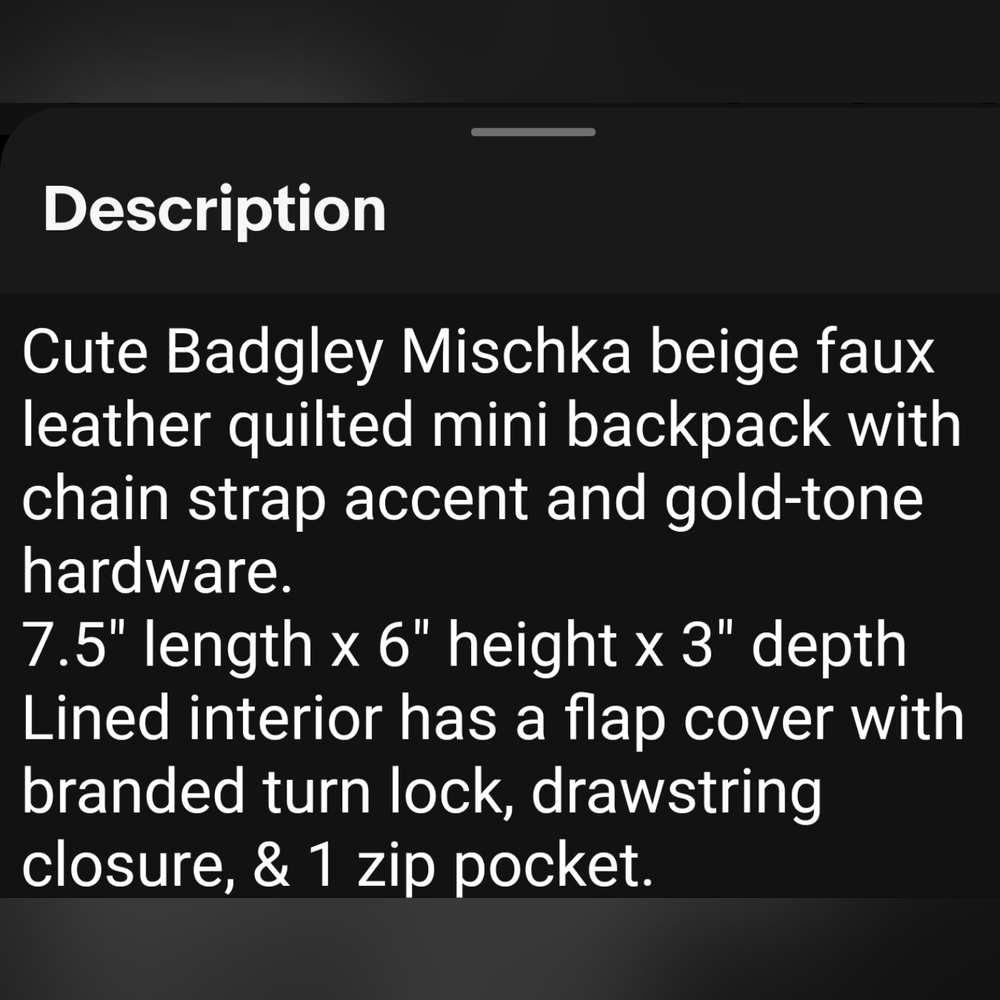 Badgley Mischka Black and Gold Quilted Backpack - Picture 6 of 6
